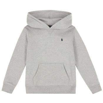 Boys Grey Logo Hooded Top