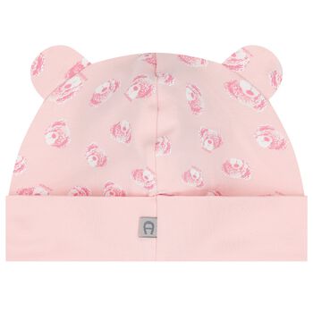 Baby Girls Pink Teddy Bear Logo Hat