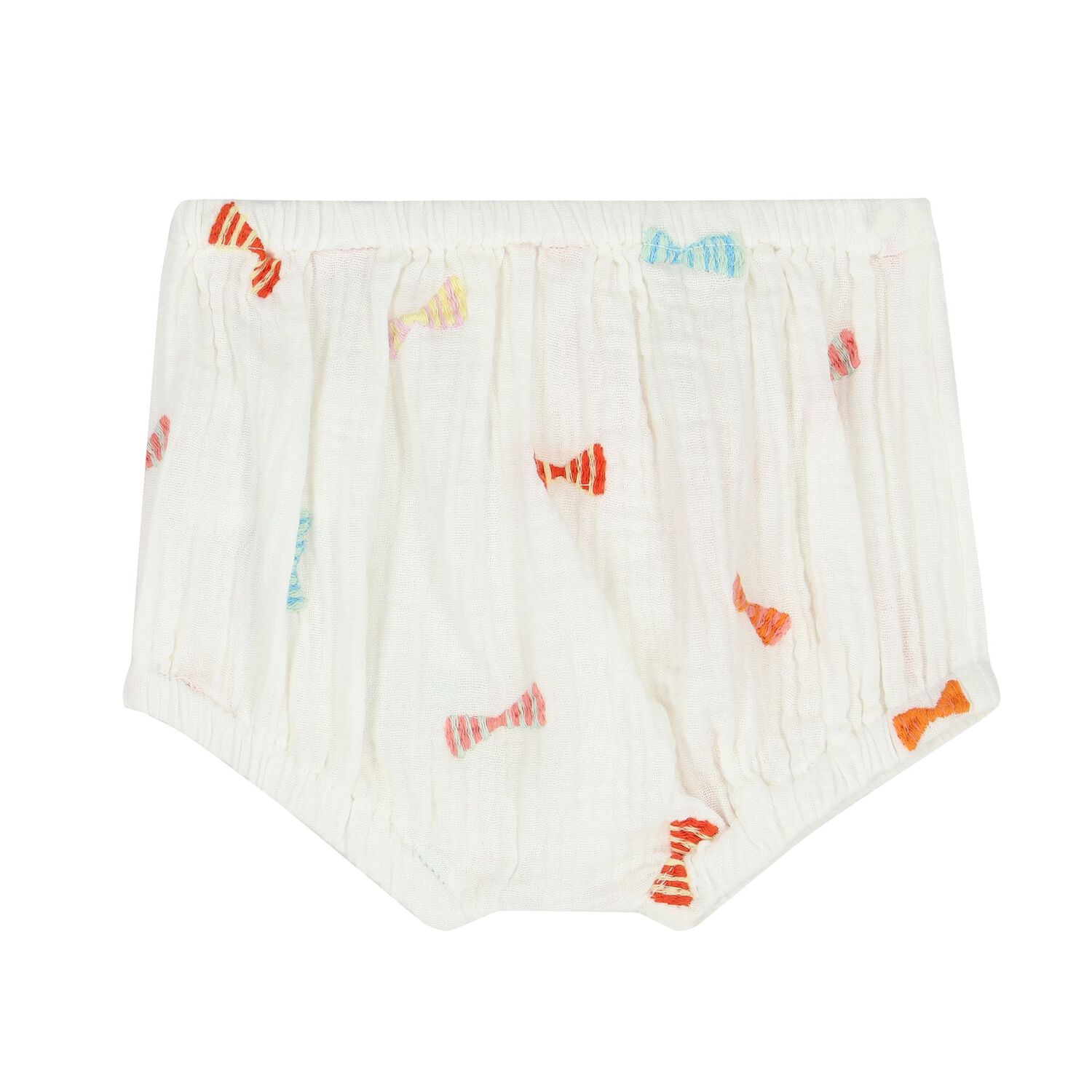 Younger Girls White Embroidered Bow Dress Set, 1, hi-res