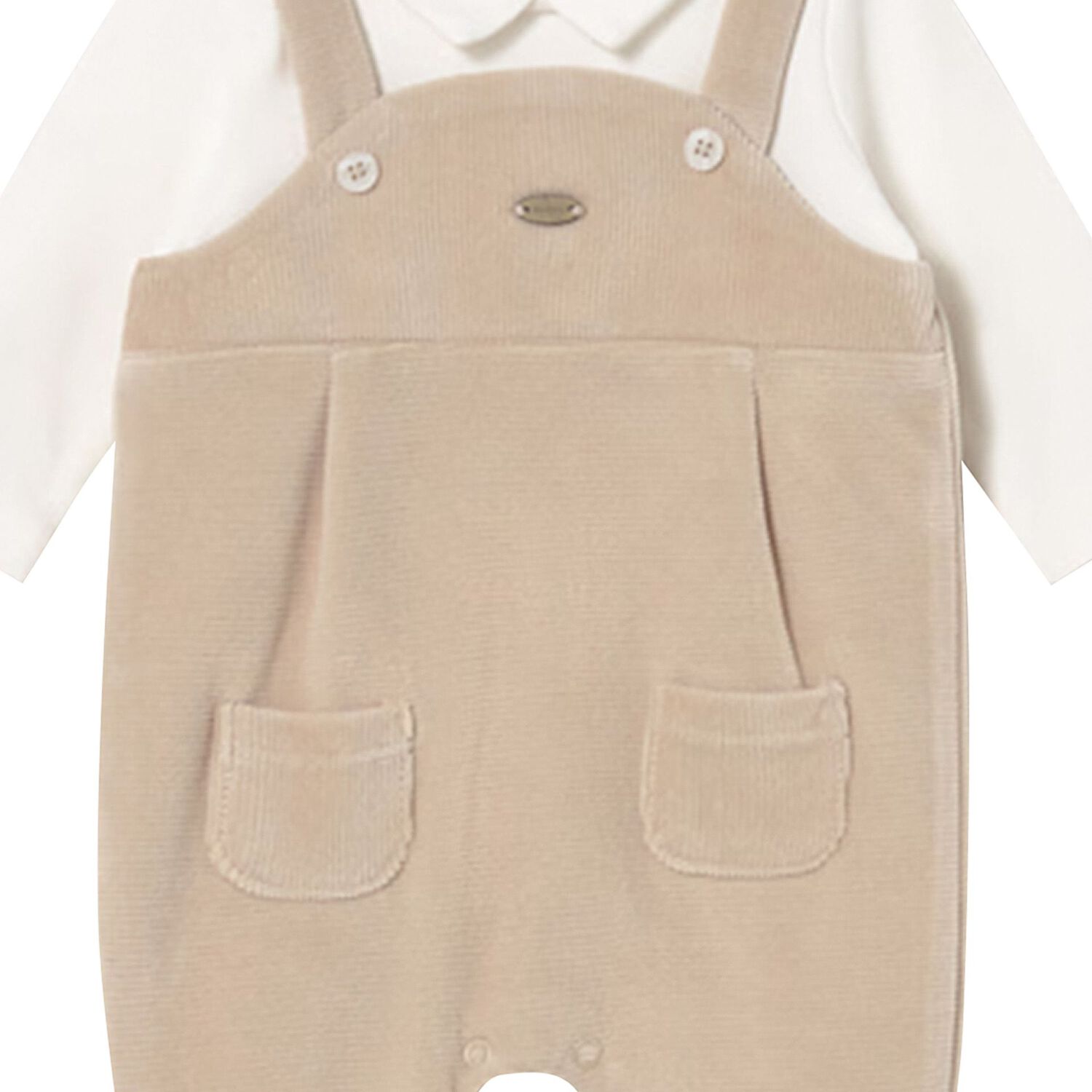 Baby Boys White & Beige Romper, 1, hi-res image number null