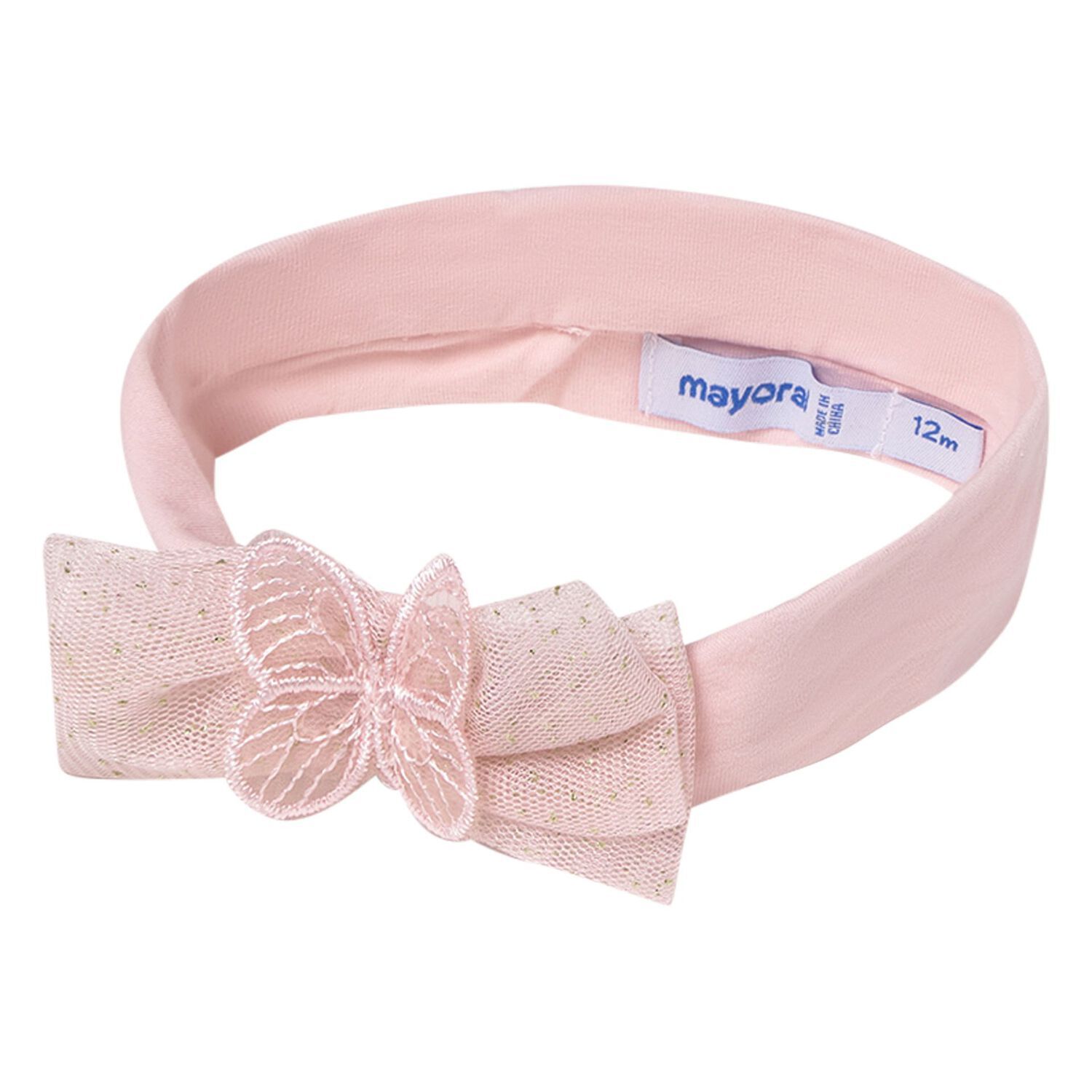 Baby Girls Pink Tulle Bow Headband, 2, hi-res