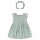 Younger Girls Green Tulle Dress Set, 1, hi-res