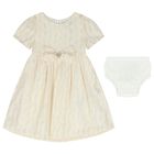 Younger Girls Ivory Jacquard Chiffon Dress Set, 1, hi-res