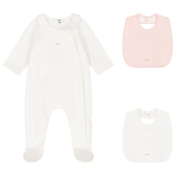 Baby Girls Ivory & Pink Babygrow Gift Set