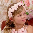 Girls Pink Embellished Crystal & Pearl Headband, 1, hi-res