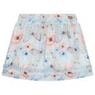 Girls White & Blue Floral Skirt Set, 1, hi-res