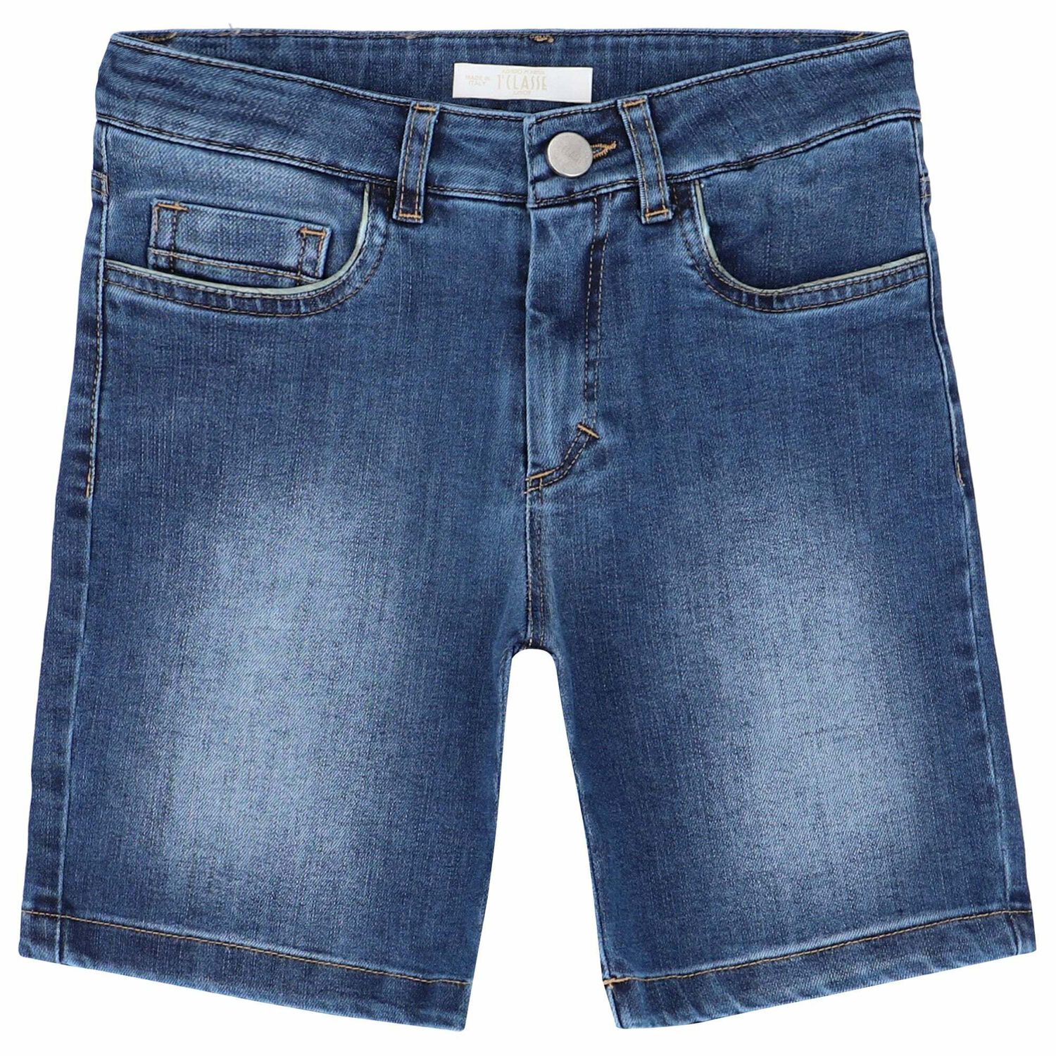 Boys Blue Denim Shorts, 1, hi-res