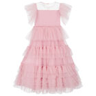 Girls Pink Embellished Tulle Dress, 1, hi-res