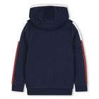 Boys Navy Blue Logo Hooded Zip Up Top, 4, hi-res