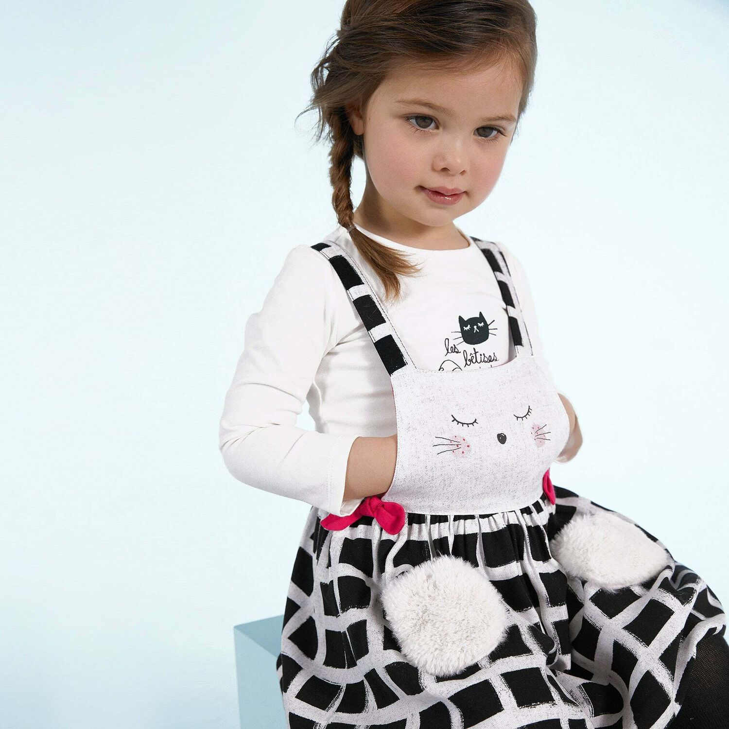 Girls Apron Dress Set, 1, hi-res