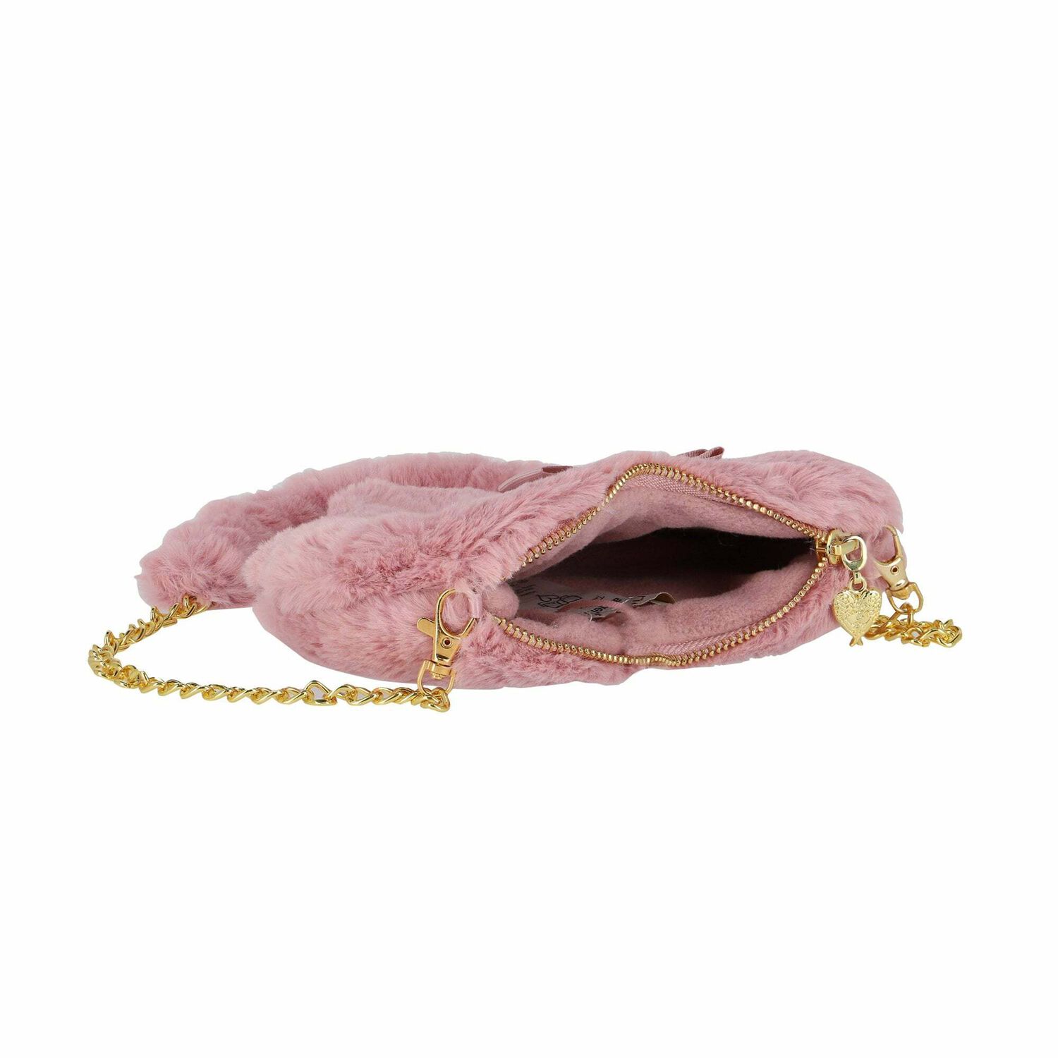 Girls Pink Heart Fur Hand Bag, 1, hi-res