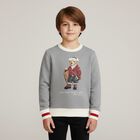 Boys Grey Logo Polo Bear Sweatshirt, 1, hi-res