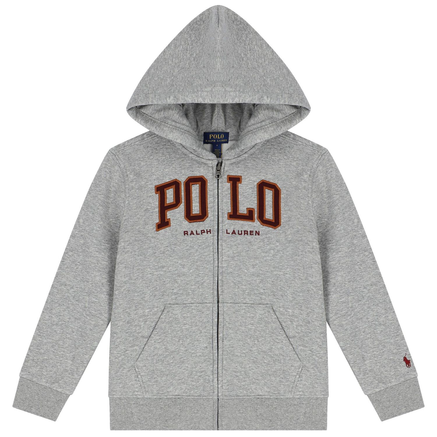 Boys Grey Logo Hooded Zip Up Top, 1, hi-res image number null