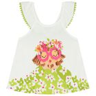 Girls White & Green Shorts Set, 1, hi-res