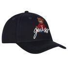 Boys Navy Blue Teddy Bear Cap, 2, hi-res