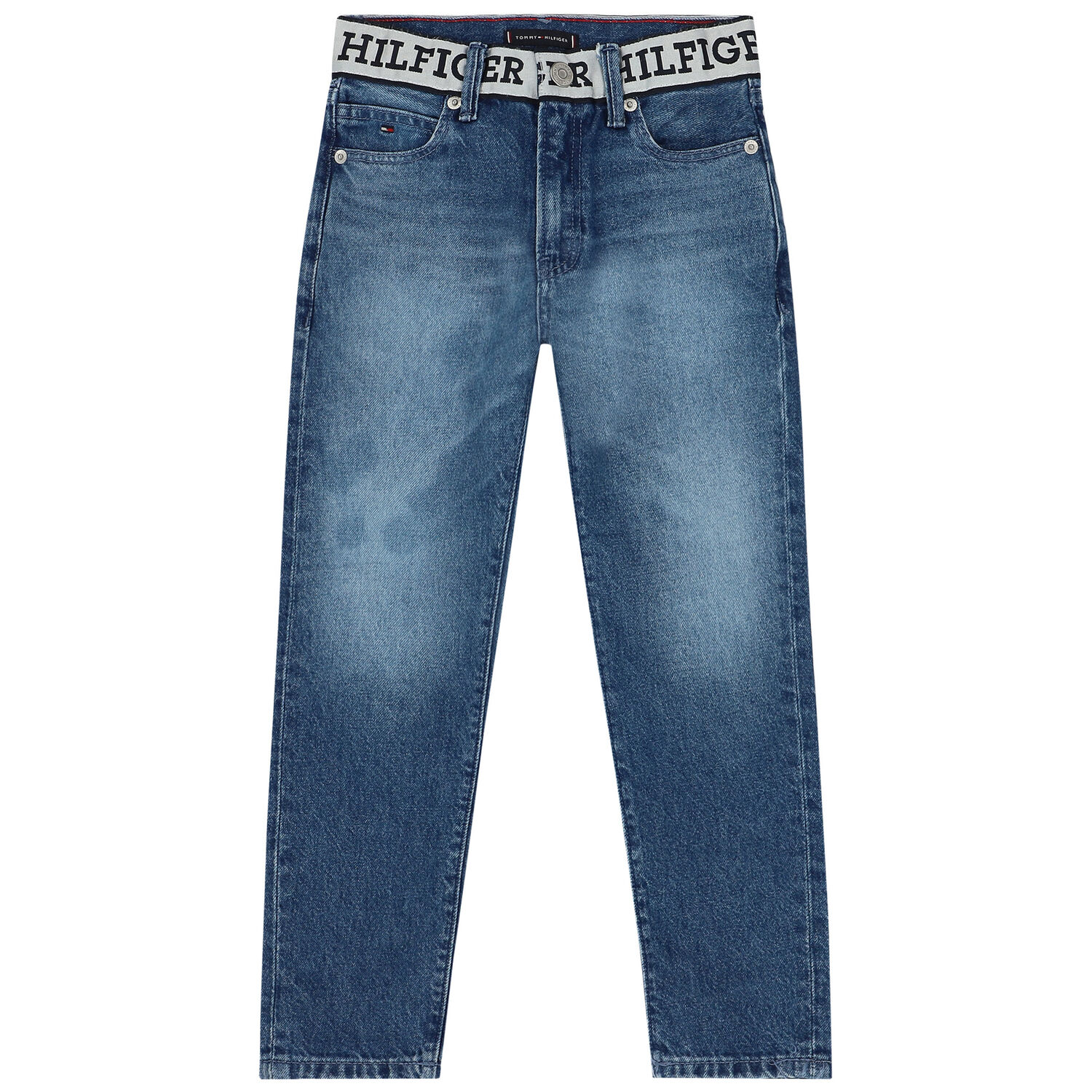 Boys Blue Logo Denim Jeans, 1, hi-res