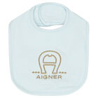 Baby Boys Blue & Gold Pima Cotton Logo Bib, 3, hi-res