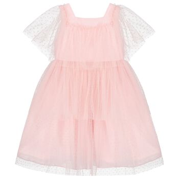 Girls Pink Tulle & Chiffon Dress