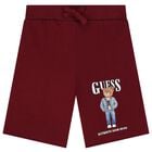 Boys Red Teddy Bear Logo Shorts, 2, hi-res