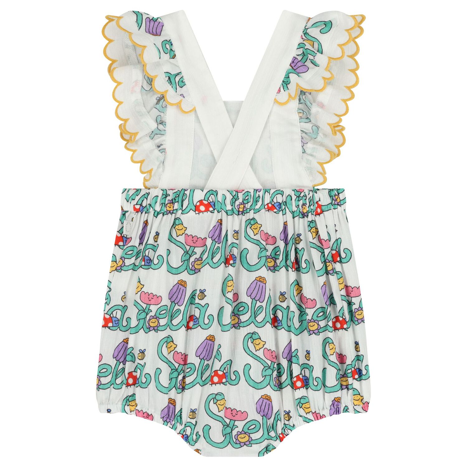 Baby Girls Ivory Floral Logo Romper, 1, hi-res
