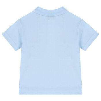Baby Boys Blue Teddy Bear Polo Shirt
