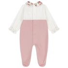 Baby Girls Ivory & Pink Babygrow, 1, hi-res