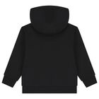 Boys Black Logo Hooded Zip Up Top, 2, hi-res