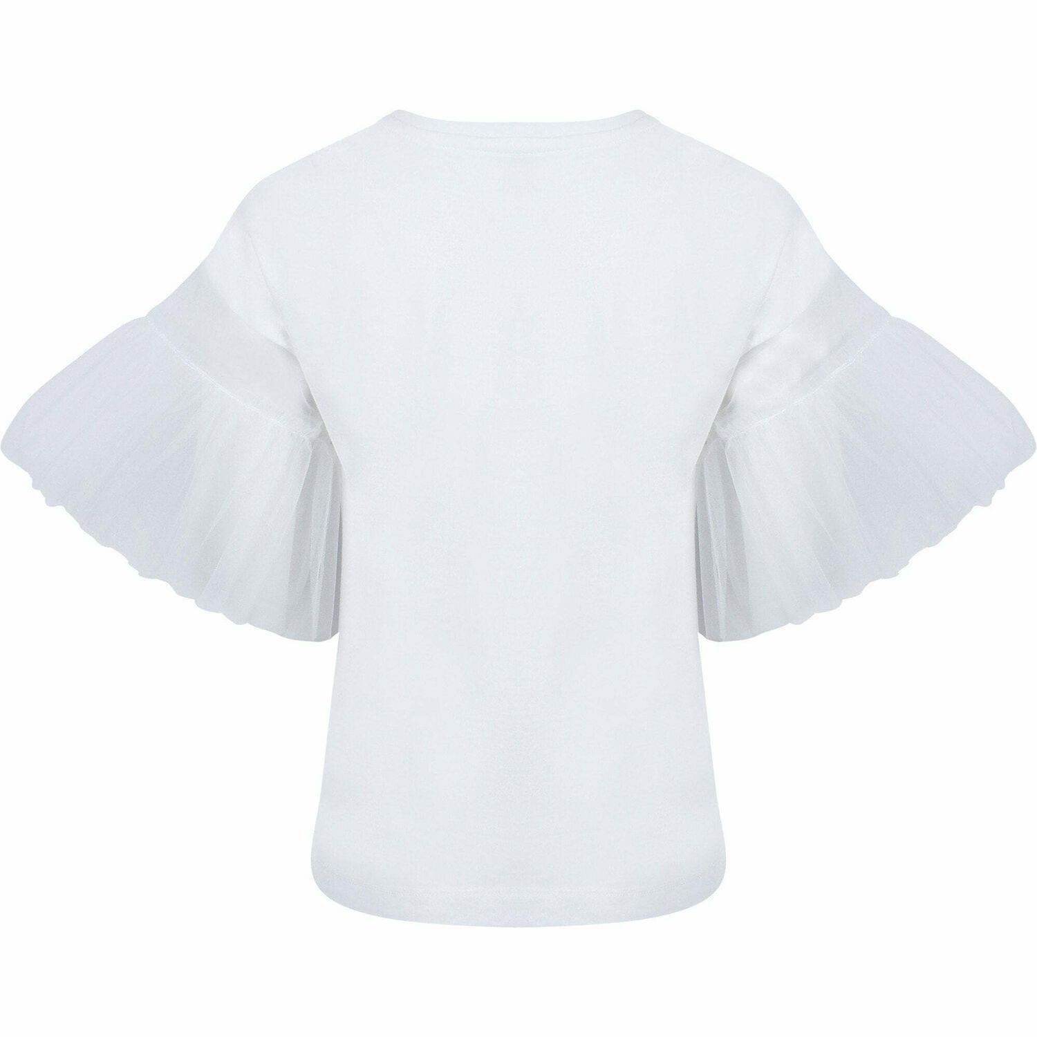 Girls White Frill Sleeve T-Shirt, 1, hi-res image number null