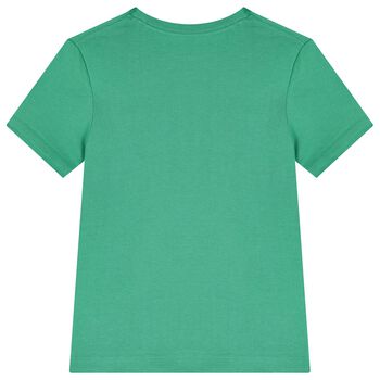 Boys Green Cotton Logo T-Shirt