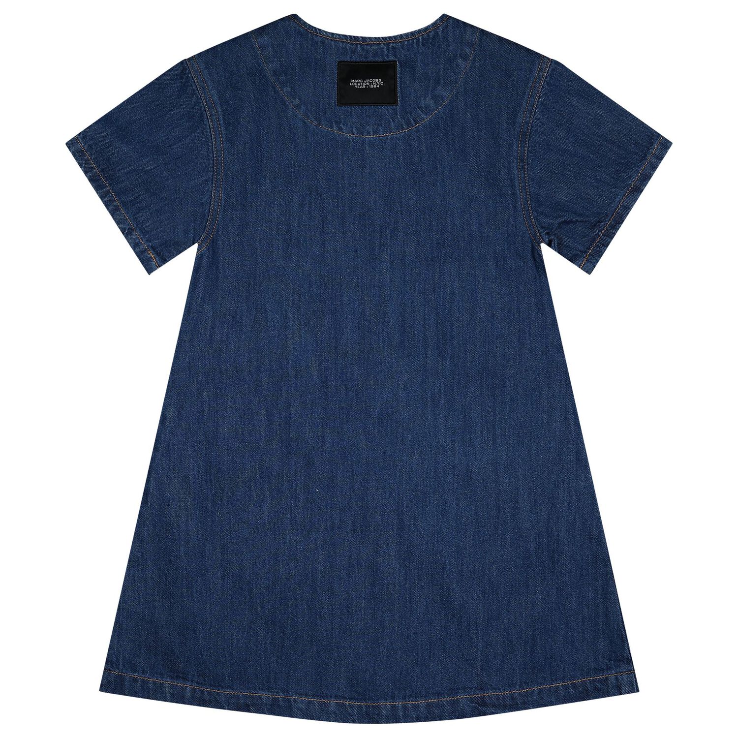 Girls Blue Denim Sequinned Floral Dress, 1, hi-res
