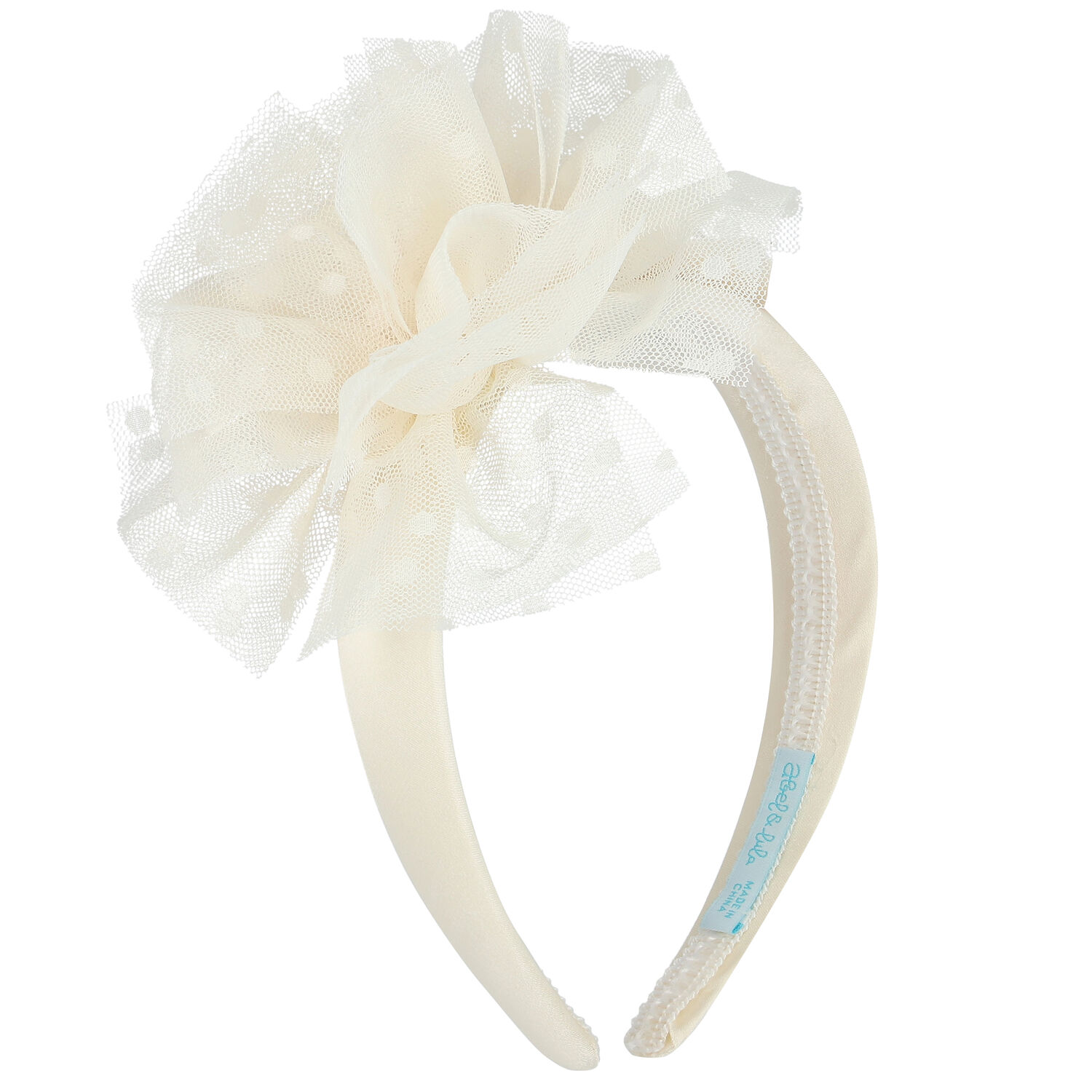 Girls Ivory Tulle Flower Headband, 2, hi-res