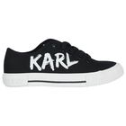 Boys Black & White Logo Trainers, 1, hi-res