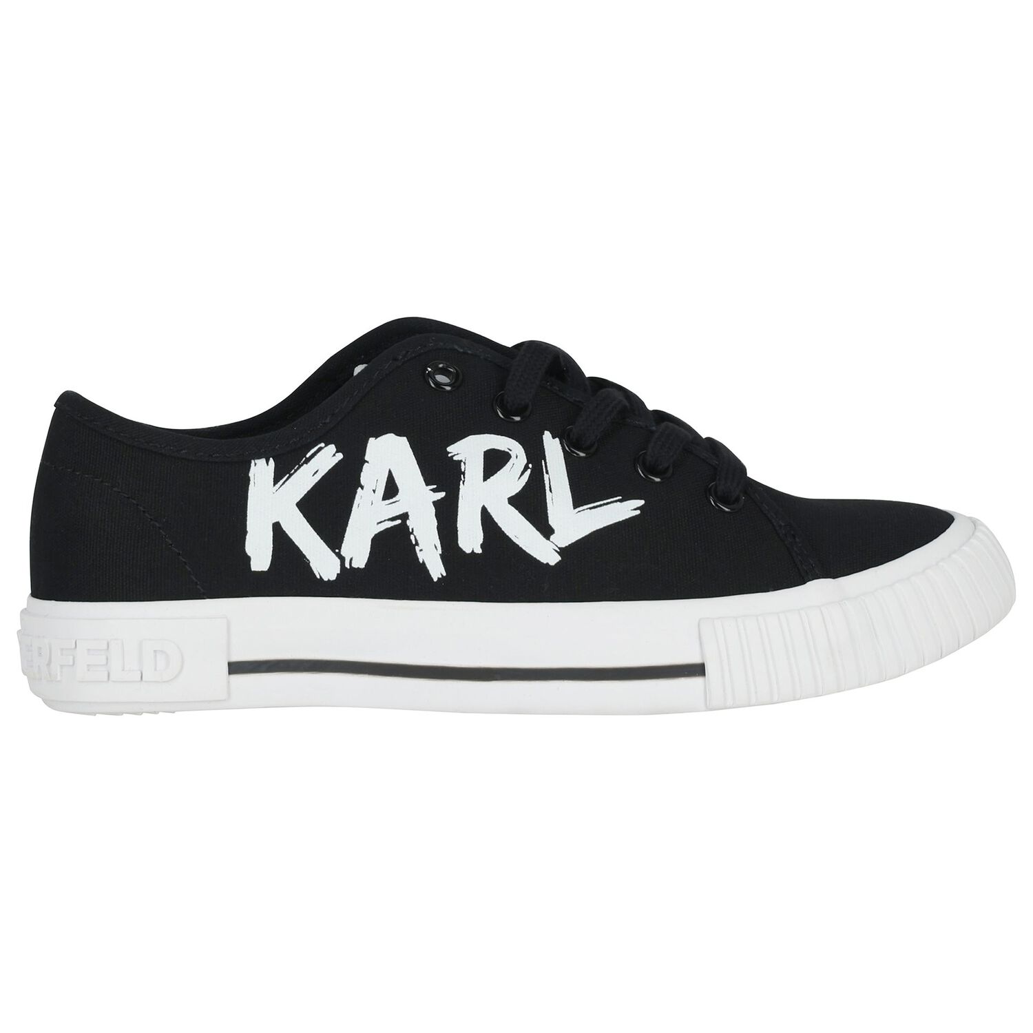 Boys Black & White Logo Trainers, 1, hi-res