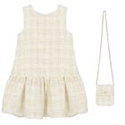 Girls Ivory & Gold Dress Set, 1, hi-res
