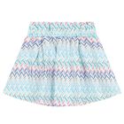 Girls White & Blue Zig Zag Skirt, 2, hi-res