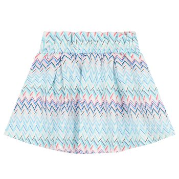 Girls White & Blue Zig Zag Skirt