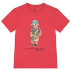 Boys Red Polo Bear Crew Neck T-Shirt, 1, hi-res
