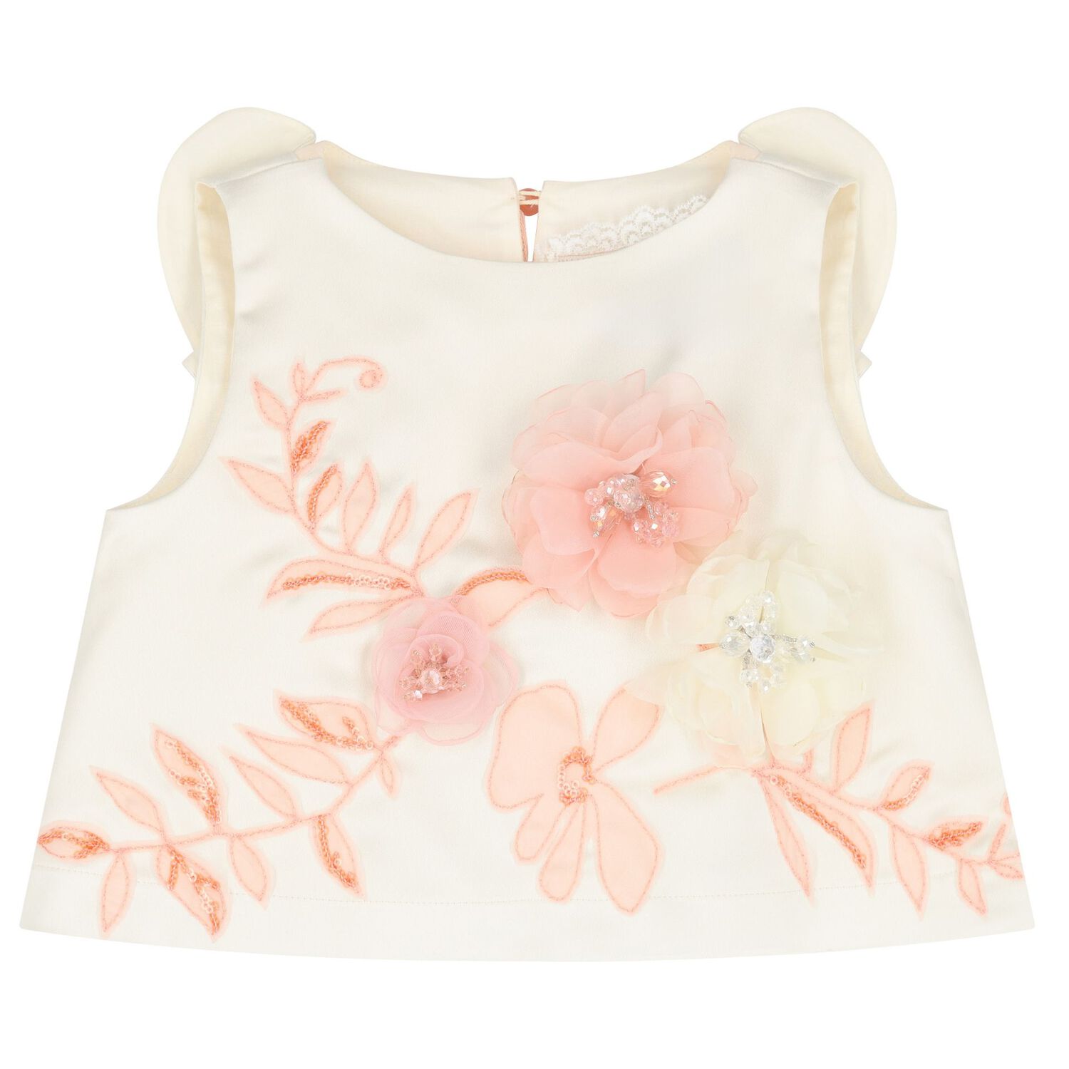 Girls Ivory & Pink Floral Skirt Set, 1, hi-res