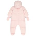Baby Girls Pink Logo Snowsuit, 1, hi-res