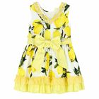 Girls White & Yellow Lemon Dress, 1, hi-res