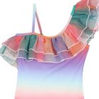 Girls Rainbow Ruffle Swimsuit (UPF50+), 1, hi-res
