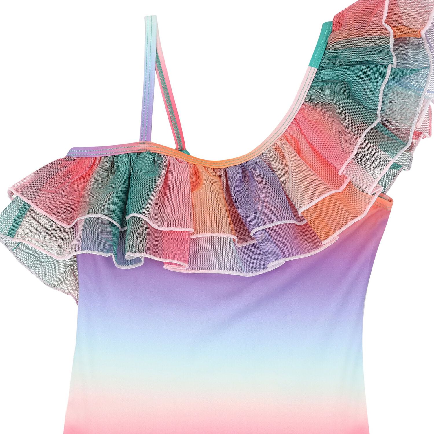 Girls Rainbow Ruffle Swimsuit (UPF50+), 1, hi-res image number null