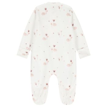 Baby Girls Ivory & Pink Babygrow