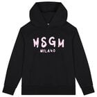 Girls Black & Pink Logo Hooded Top, 7, hi-res