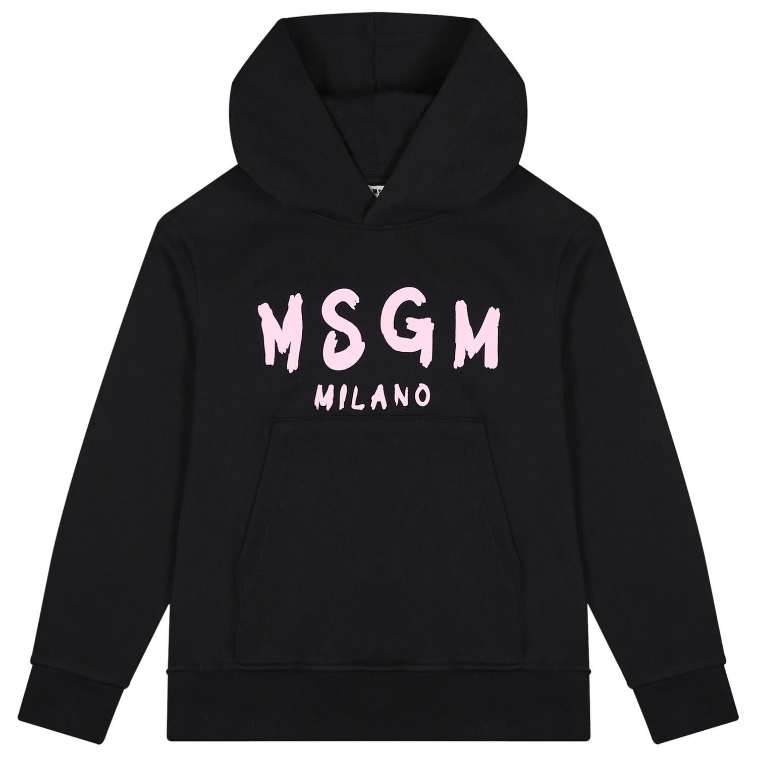 Girls Black & Pink Logo Hooded Top, 7, hi-res