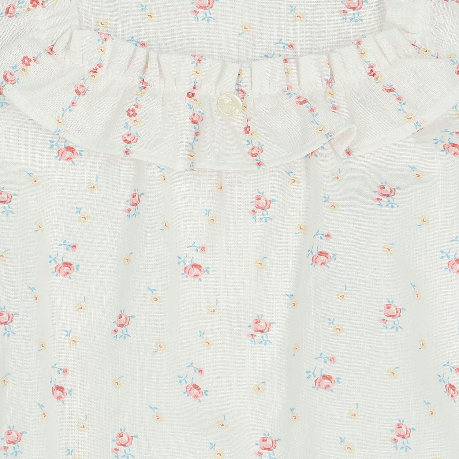 Baby Girls White Floral Romper, 1, hi-res