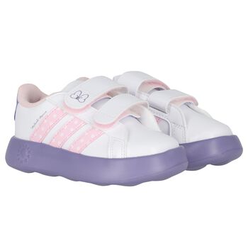Girls White & Purple Minnie Mouse Disney Grand Court Trainers
