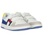 Boys White Logo Leather Trainers, 1, hi-res