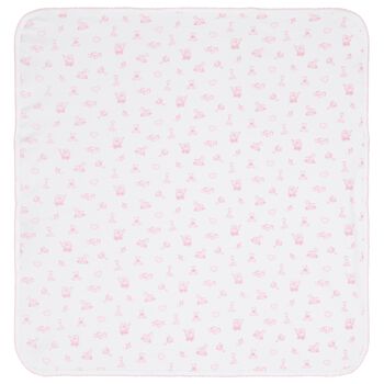 Baby Girls White & Pink Vintage Toy Treasures Blanket