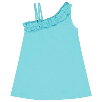 Girls Turquoise Flamingo Dress
